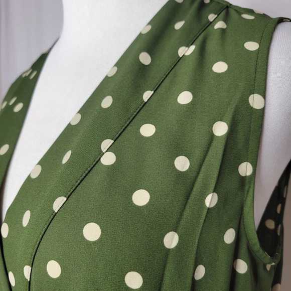 Tommy Hilfiger Tie Front Polka Dot Blouse Green Size Small - Picture 5 of 10